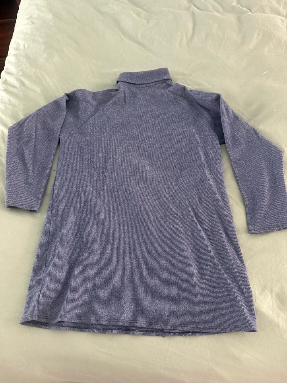 Heathered Blue/Grey Turtleneck Ribbed Top